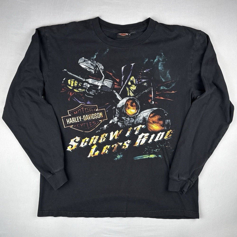 Harley Davidson Screw It Let's Ride Joker Long Sleeve T Shirt 2010 Size L